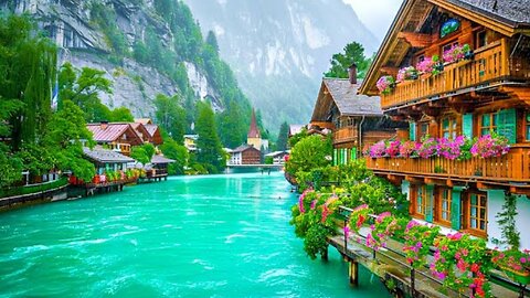 Interlaken S🇨🇭witzerland RainWalking🌧️in the