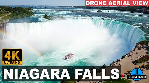 Niagara Falls, Horseshoe Falls, Canadian Falls, American Falls, Drone Aerial View 4K