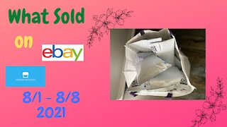 What did I sell on Ebay 8/1 - 8/8 2021