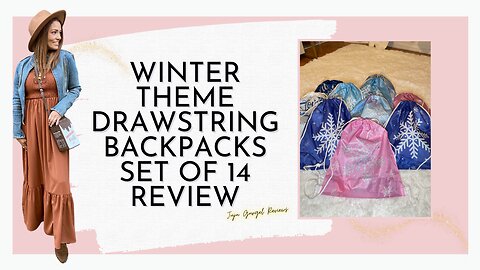 Winter theme drawstring backpacks set of 14