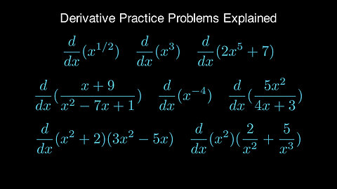 Derivative Problems Made Easy (timestamps in description) #calculus #derivative #derivativeformulas