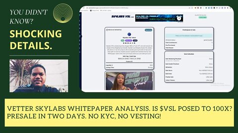 Vetter Skylabs Whitepaper Analysis. Is $VSL Posed To 100x? Presale In Two Days. No KYC, No Vesting!