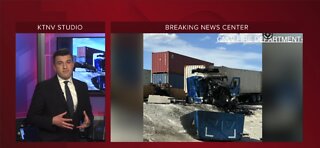 Semi-truck driver hospitalized after crash with train in North Las Vegas