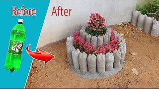 Brilliant ideas! Recycling Plastic bottles and Cement into Flower Pots for small garden