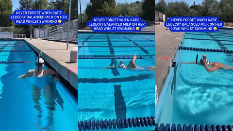 Katie Ledecky Balancing Chocolate Milk on Her Head While Swimming