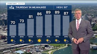 With storms gone, Thursday is sunny with highs near 90