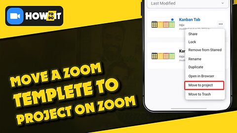 How to move A zoom template to a project