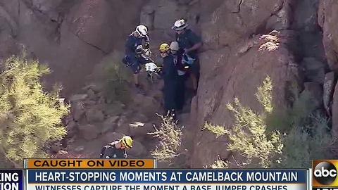 BASE jumper injured during landing at Echo Canyon