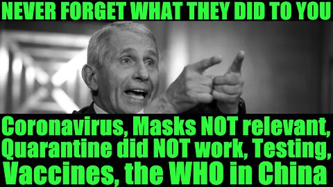 Fauci RECAP: Coronavirus, Masks NOT relevant, Quarantine did NOT work, Testing, Vaccines, the WHO in China -- February 18, 2020