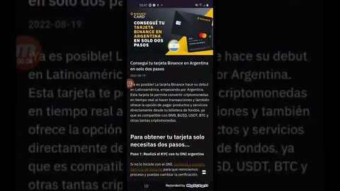 ya se puede pedir la tarjeta de binance