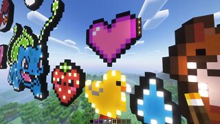 How to build a cute love heart in Minecraft 1.19 (Pixel Art Tutorials) Survival Multiplayer Server