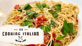 Spaghetti with Fresh Tomato Sauce from Puglia Cooking Italian with Joe