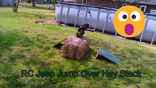 RC Jeep Jumping Ramp Over Hay Stack