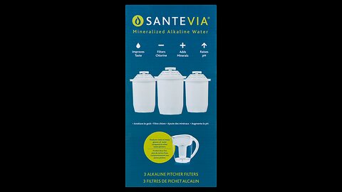 Santevia MINA Alkaline Water Filter Value Pack 3-Pack At Home Water Pitcher Filter Adds Miner...