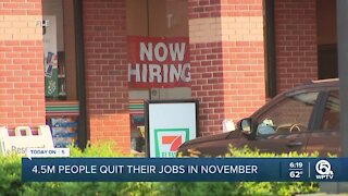 Record 4.5 million Americans quit their jobs in November
