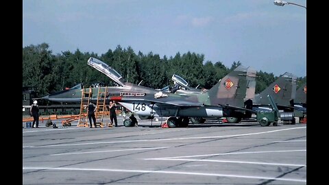 MiG-21,MiG-23 (UB and BN) and MiG-29 fighters of the East German Air Force.