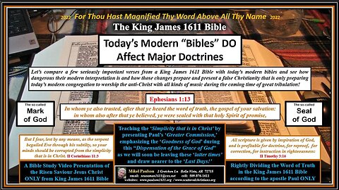 Modern Bibles Do Change Doctrine II - Eph 1:13 The so-called "Mark / Seal of God"