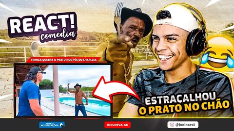 CHARLLES FAZ PERGUNTA DE FÃ E TIRINGA QUEBRA O PRATO NOS PÉS DELE 😂 [React - Comédia]