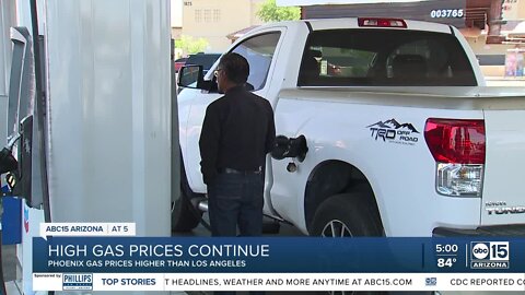 AAA: Average cost of gas in Phoenix reaches $5 a gallon overnight