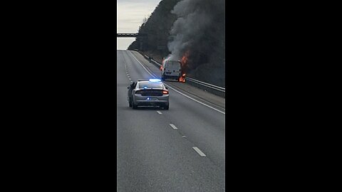 Van Catches Fire on Highway