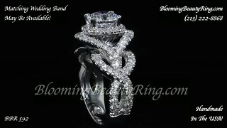 BBR 592 Halo Diamond Engagement Ring Handmade In The USA