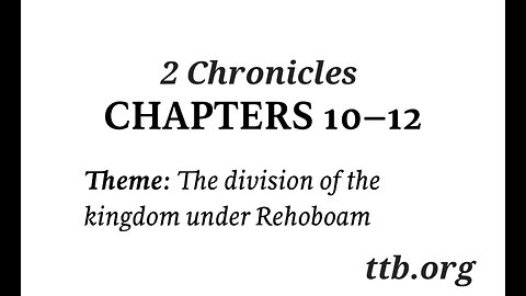 2 Chronicles Chapter 10-12 (Bible Study)