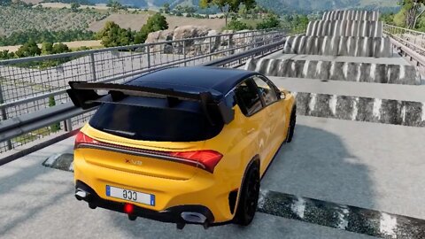 Yellow Cars vs Massive Speed Bumps (Breakers) | 7 | BeamNG 60 fps | Crash Cars Games 2022