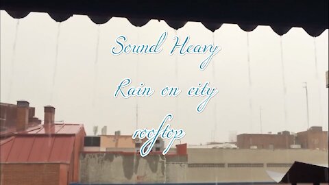 💧 Sound Heavy Rain on city rooftop 💧 relax asmr