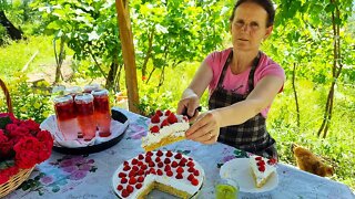 Tortë e Shpejtë dhe e Lehtë me Luleshtrydhe🍓 pa Pjekje! 200 Strawberries Cake!