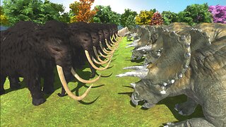 100 Mammoths vs 10 Triceratops 🦣🐃Animal Revolt Battle Simulator 😱