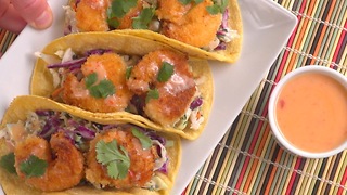 Sweet chili shrimp tacos