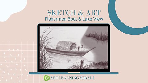 Easy Steps to Sketch a Peaceful Lakeside Scene with a Fisher's Boat 🚣‍♂️