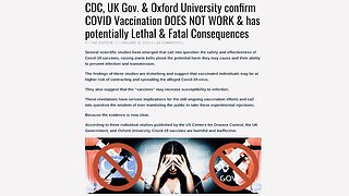 CDC, UK GOV & OXFORD ALL ADMIT COVID VACCINES DON’T WORK & AREN’T SAFE | 10.01.2023