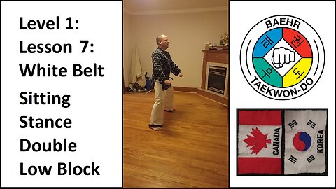 Baehr Taekwondo: 01-07: White Belt: Sitting Stance - Double Low Block