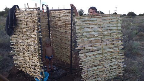 Building an outdoor bamboo shower / homesteading / DIY