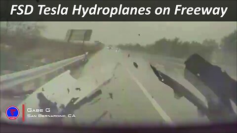 Full Self-Driving Tesla Hydroplanes on Freeway | TeslaCam Live