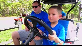 Child battling leukemia receives video game-themed golf cart