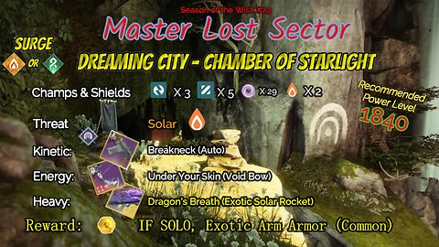 Destiny 2 Master Lost Sector: Dreaming City - Chamber of Starlight on my Void Hunter 4-10-24