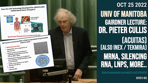 Pieter Cullis 2022 Univ Manitoba presentation: siRNA, mRNA, LNPs, more (Acuitas Inex Tekmira)