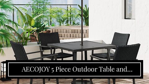 AECOJOY 5 Piece Outdoor Table and Chair, Patio Outdoor Dining Set with 1.73" Umbrella Hole, Pat...