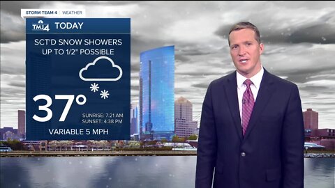 Temps rise into the 30s with chance for scattered snow