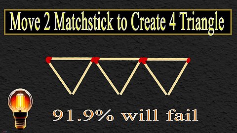 Move 2 Matchstick to Create 4 Triangle. Matchstick puzzle✔ #matches #mindtest #matchstick