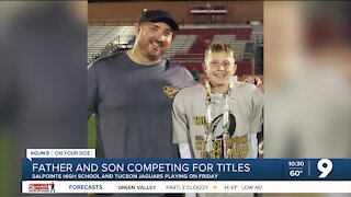 Father and son playing for football titles on Friday