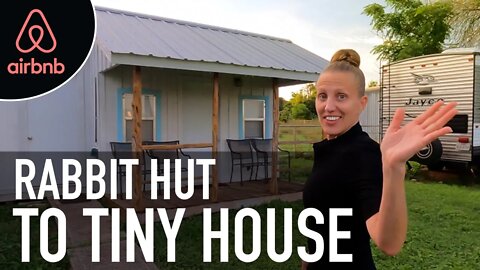 Airbnb TINY HOUSE is a converted RABBIT HUT, complete with OUTHOUSE!