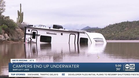 Camper submerged following flooding at Bartlett Lake Saturday morning