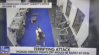 Young woman fight rapist in gym￼￼