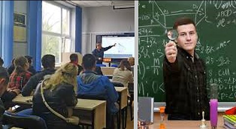 Mathematics professor fixing the projector screen