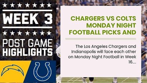Chargers vs Colts Monday Night Football Picks and Predictions: Los Angeles Steamrolls Lifeless...