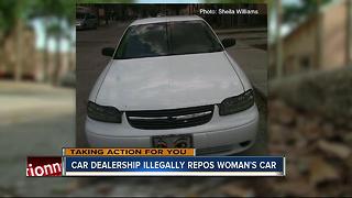 Car dealership illegally repos woman's car