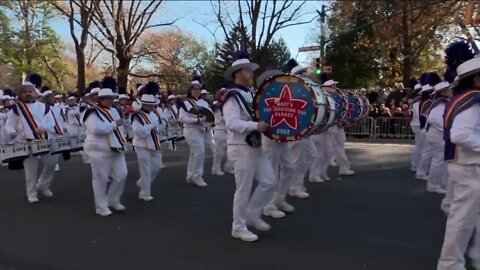 Tarpon Springs High School marching band performs in Macy's Thanksgiving Day Parade